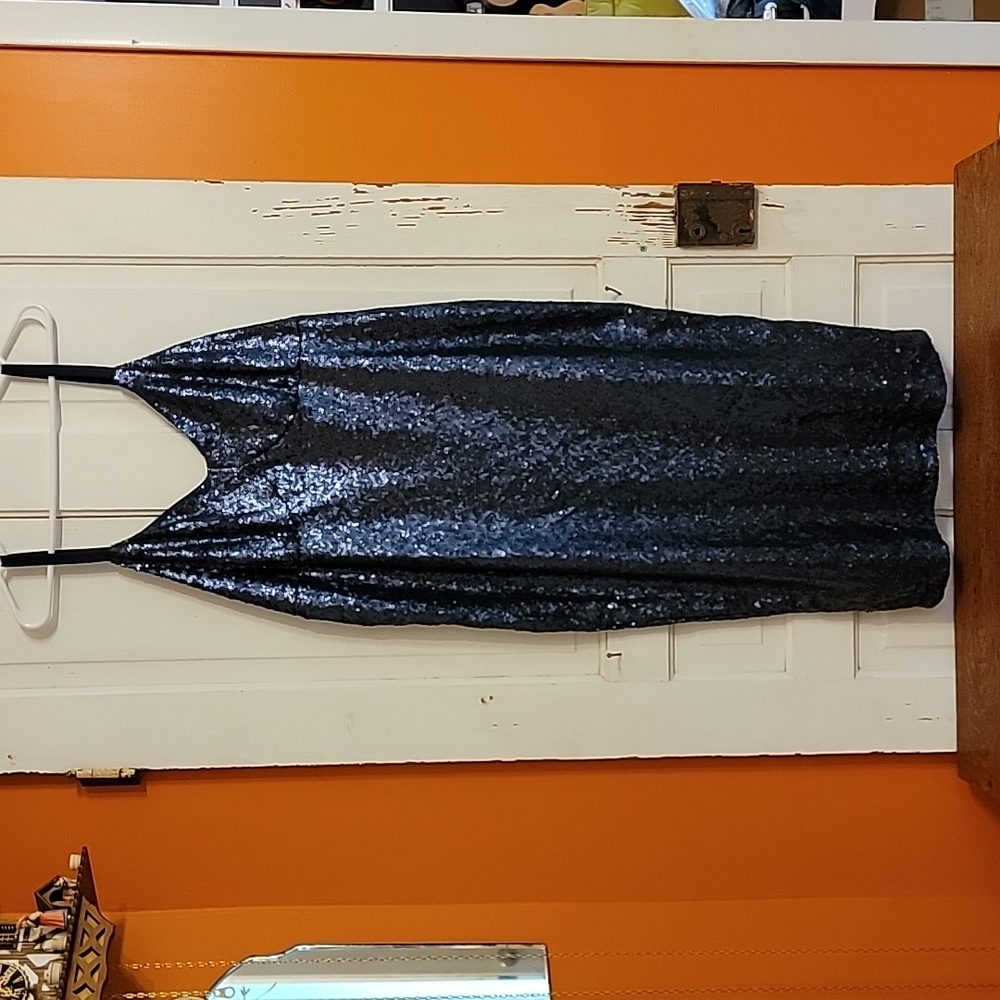 Eloquii Dark Blue Sequin Cocktail Dress Size 16